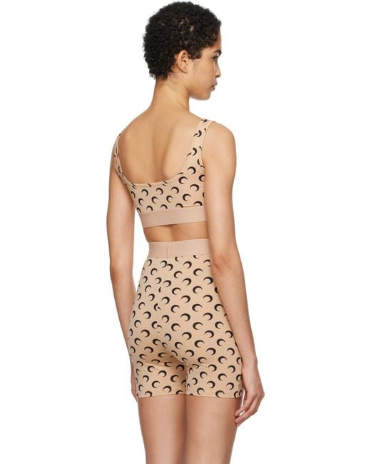 MARINE SERRE Black Moon Printed Jersey Sport Bra