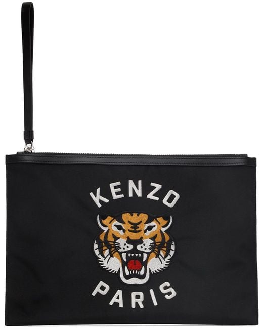 KENZO Paris Large Varsity Clutch in Black for Men Lyst UK