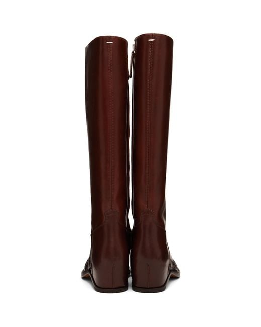 Maison Margiela Brown Tan Heel-Less Western Knee Boots