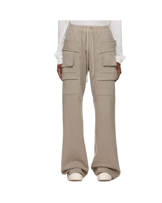 Rick Owens Natural Tower Creatch Wide Drawstring Cargo Pants for men