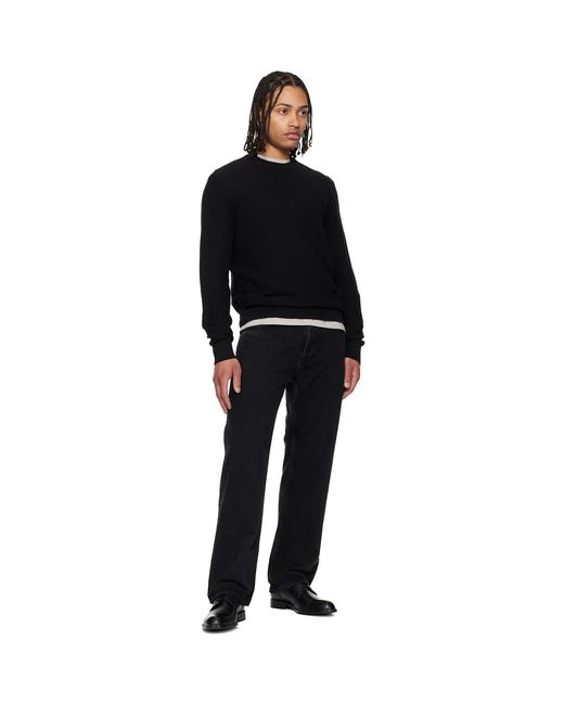 Boss Black Cotton Knitted Structure Sweater for men