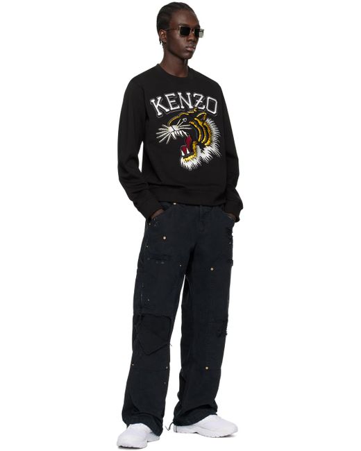KENZO Black Paris Tiger Varsity Sweatshirt for men
