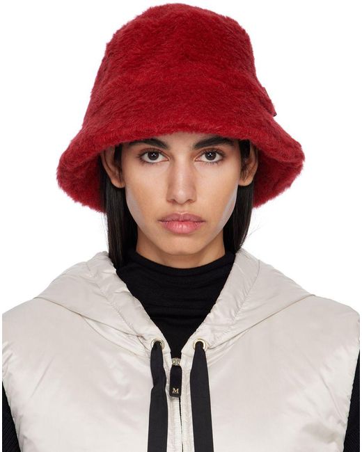 Max Mara Red Fleece Bucket Hat | Lyst