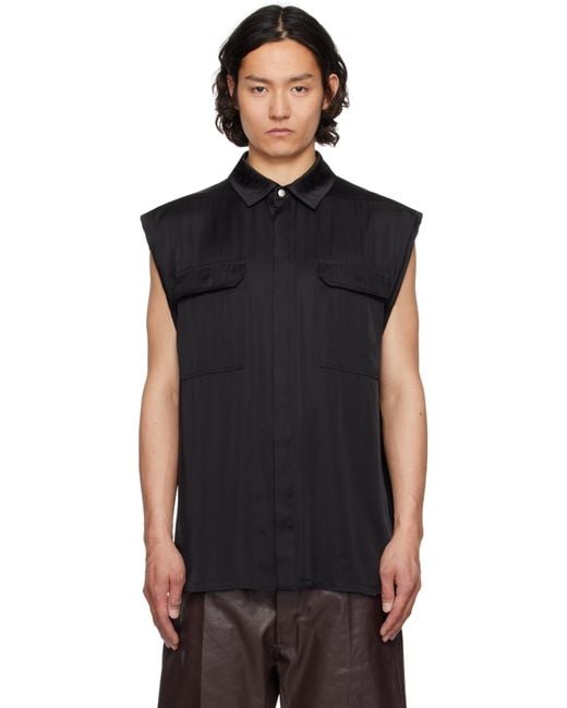 メンズ Rick Owens ブラック Hollywood Jumbo Sl オーバーシャツ Black