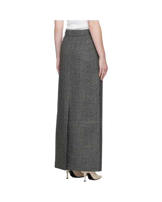 R2W Black Arina Wool Maxi Skirt
