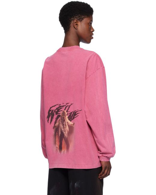 we11done Pink Vintage Horror Long Sleeve T-shirt