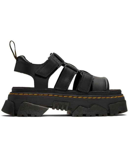 Dr. Martens ブラック Mattison 3ストラップ サンダル Black