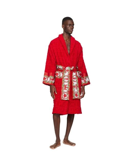 Versace Red 'i Love Baroque' Bathrobe for men