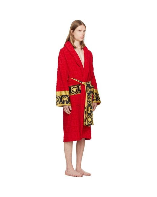Versace Red 'I Heart Baroque' Bathrobe for men