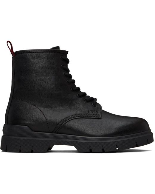 HUGO Black Lace-up Boots for men