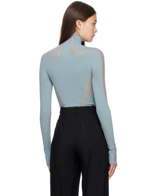 Mugler Black Blue Seamless Turtleneck