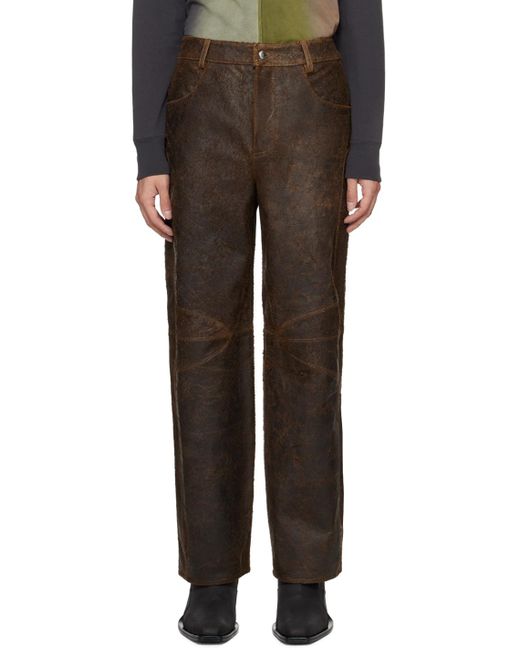 Pantalon hide brun en cuir Eckhaus Latta pour homme en coloris Black