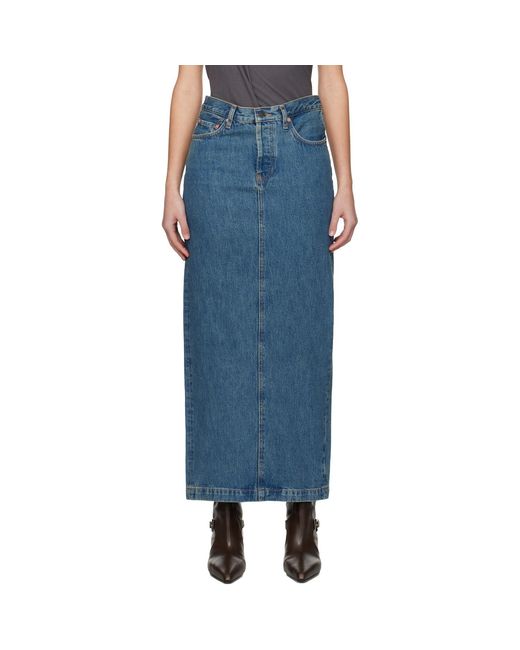 Wardrobe NYC Blue Column Denim Midi Skirt