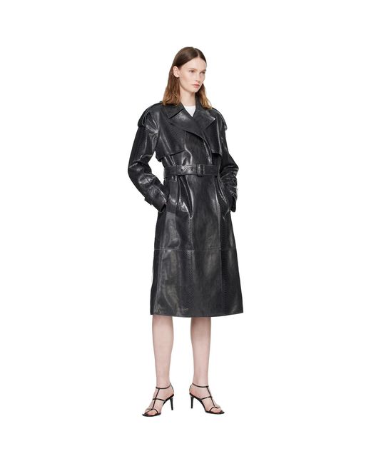 Mackage Black Carmela-Snk Snake Pattern Leather Coat