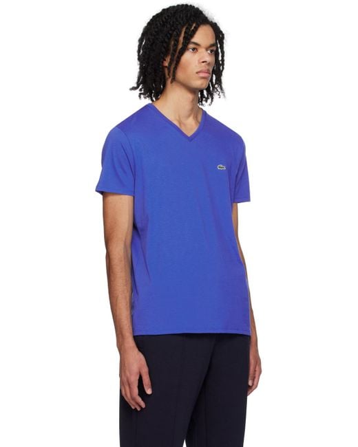 Lacoste Blue V-neck T-shirt for men