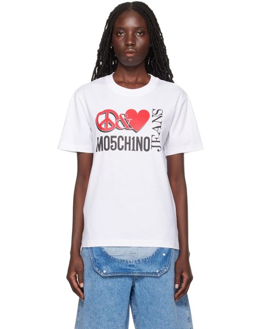 Moschino Jeans Red 'peacelove' T-shirt