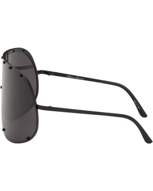 Rick Owens Black Temple Shield Sunglasses