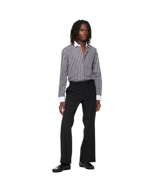 Tom Ford Gray Poplin Stripe Classic Fit Shirt for men