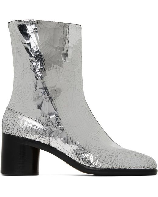 Maison Margiela Leather Silver Tabi Mirror Boots in Metallic for Men | Lyst