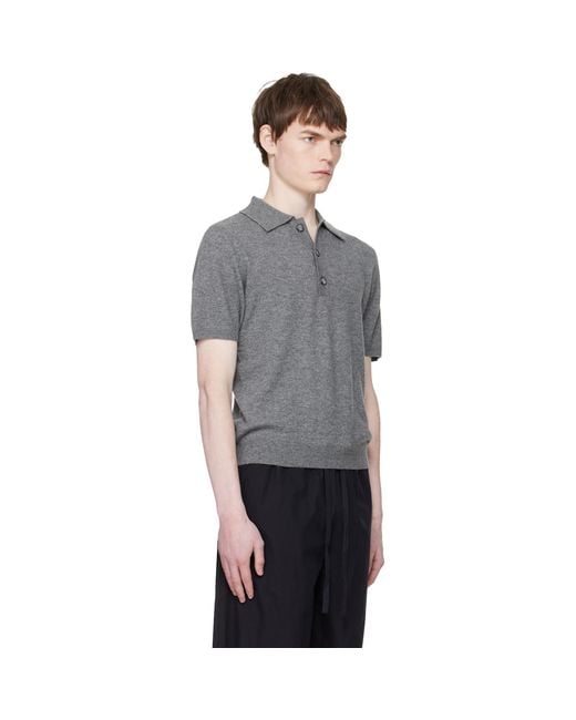 Entire studios Gray Short Sleeve Knit Polo for men
