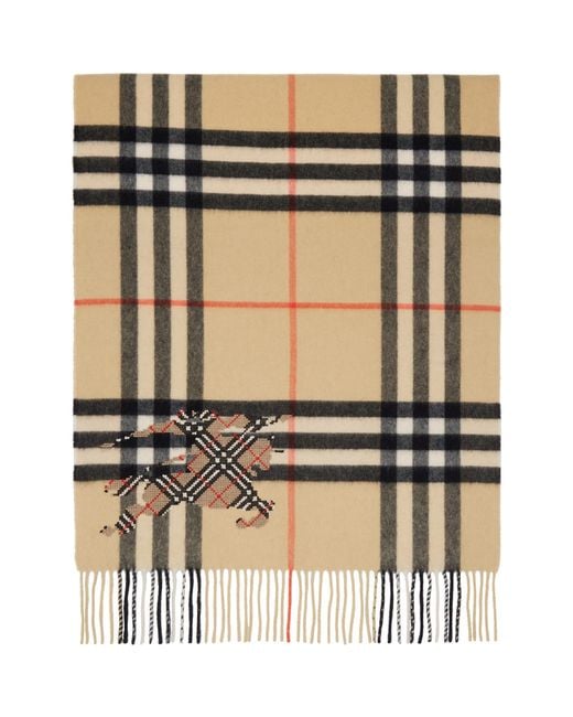 Burberry Black Wide Cross Stitch Ekd Check Cashmere Scarf