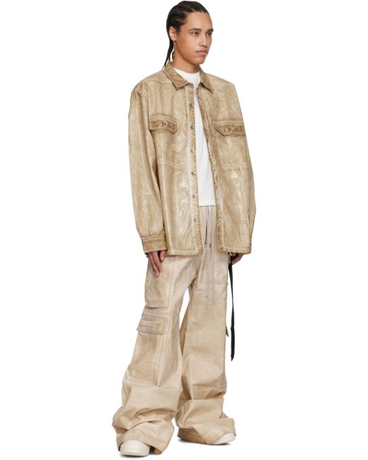 メンズ Rick Owens ベージュ Hollywood Double Jumbo Belas デニム カーゴパンツ Natural