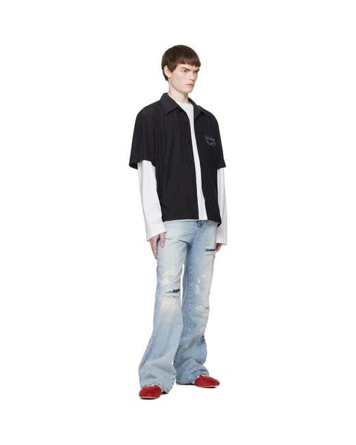 Amiri Black 'Chateau' Script Camp Shirt for men