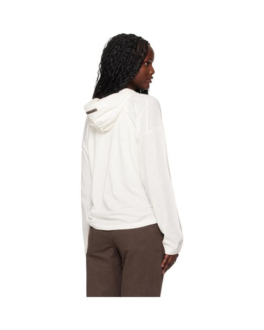 Fear Of God White Off- Holiday Embroidered Classic Fit Long Sleeve Hoodie