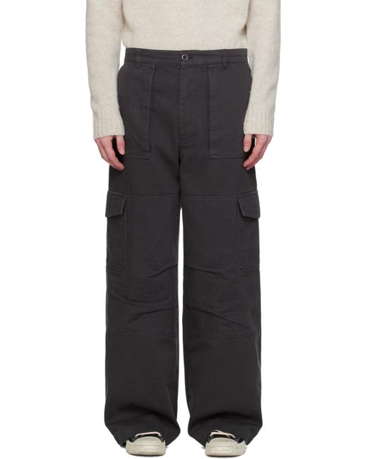 Acne Black Gray Flap Pocket Cargo Pants for men