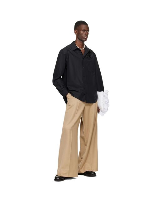 Simone Rocha Black Embellished Classic Shirt for men