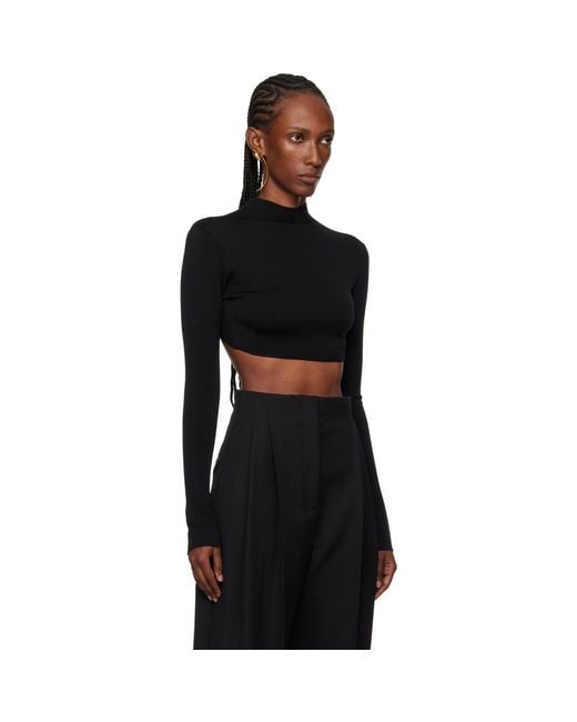 Mugler Black Short Knit Top