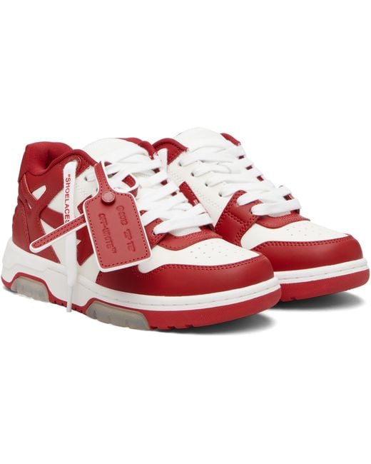 Off-White c/o Virgil Abloh Red 'Out Of Office' Calf Leather Sneakers
