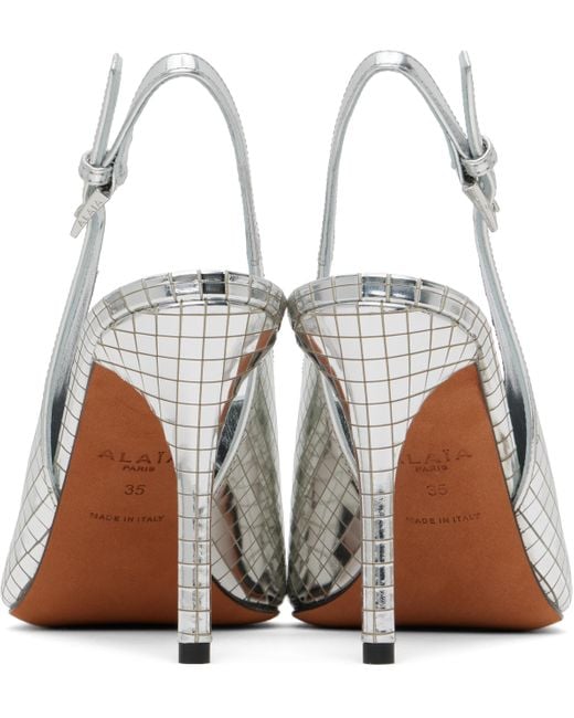 Alaïa White Art Deco Slingback Heels