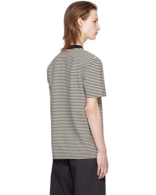 Fred Perry Off-white & Black Stripe T-shirt for men