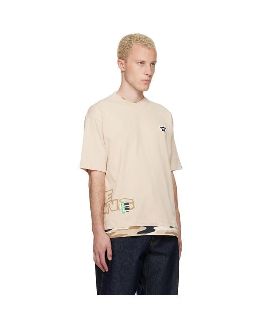 Aape By A Bathing Ape Natural 'Aapeunvs' Graphic T-Shirt for men