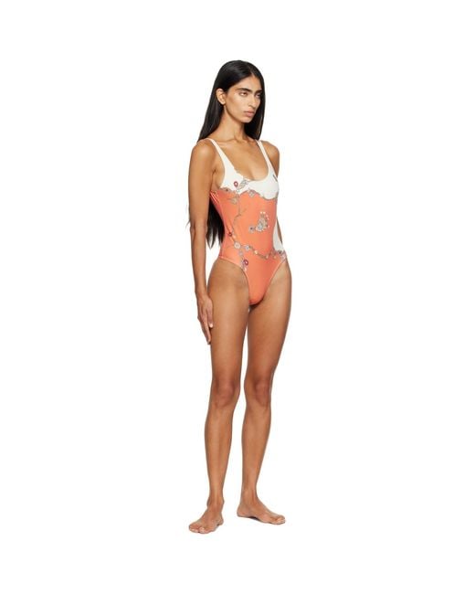 Versace Orange Printed One-Piece Swimsuit