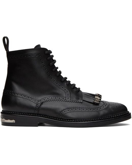 Toga Virilis Black Fringed Boots for men