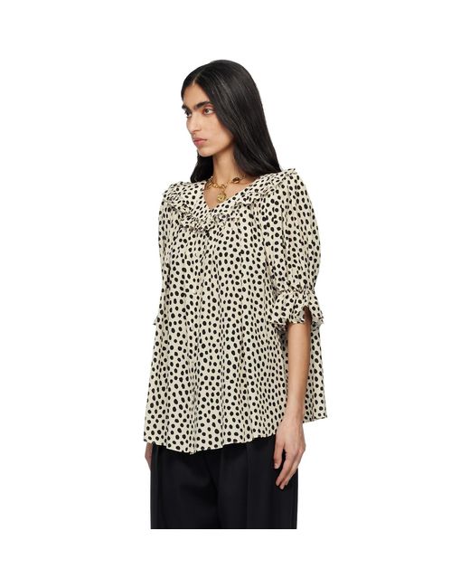 Chloé Black Off- Puff-Sleeve Ruffle Crêpe De Chine Blouse