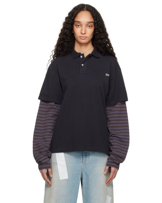 トップス 25ss ERL DOUBLE SLEEVE POLO T-SHIRT ERL Double Sleeve Polo T-Shirt | Black | SVD USA