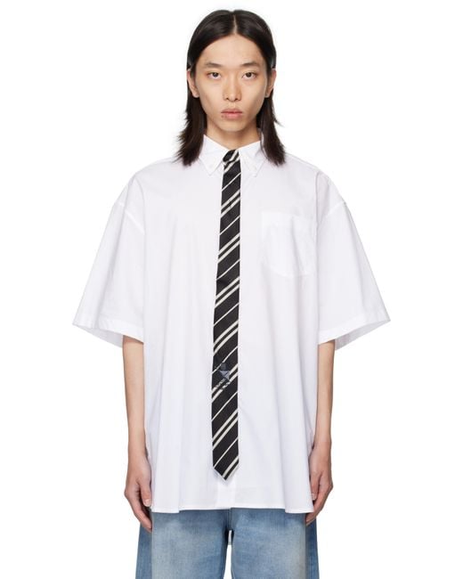 Vetements White Tie Short-Sleeve Shirt for men