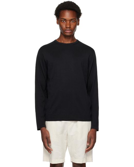 Sunspel Black Crewneck Sweater for men