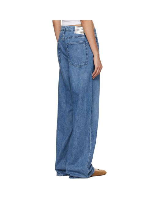 Rag & Bone Blue 'The Logan' Mid-Rise Wide Leg Jeans