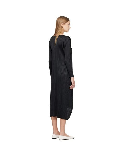 Pleats Please Issey Miyake Black Monthly Colors October Midi Dress