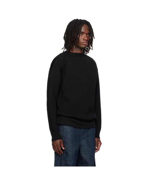 Lemaire Black Boat-Neck Double-Face Virgin Wool Sweater for men