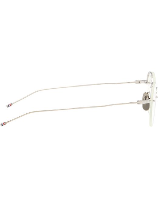 Thom Browne Metallic Thom E Titanium Semi Rimless Oval Glasses for men