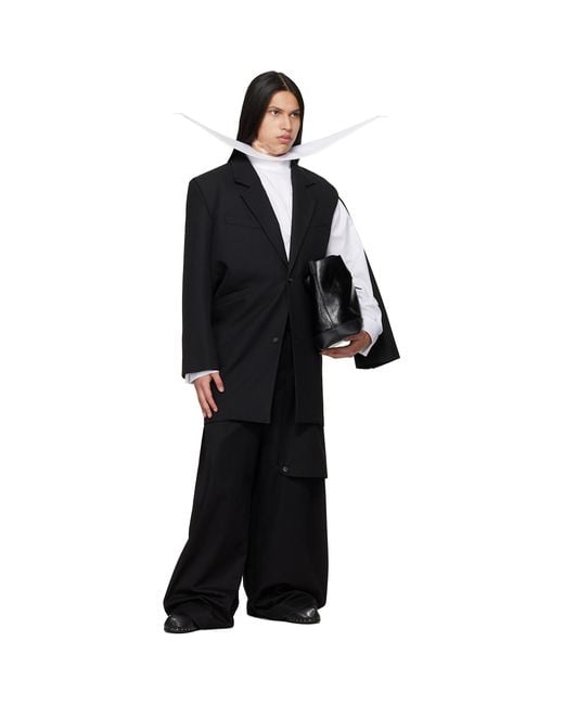 Egonlab Black Curved Vent Blazer for men