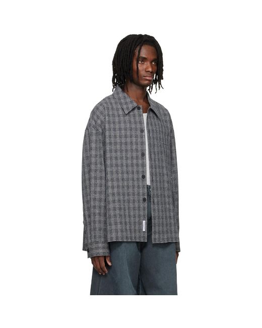 Wooyoungmi Black Wool Silk Check Shirt for men