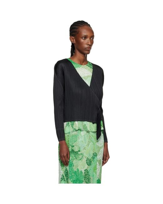 Pleats Please Issey Miyake Black Facade Cardigan