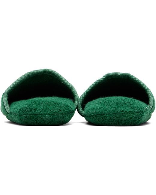 Versace Green Cotton-Terry Jacquard Slippers