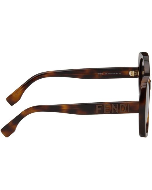 Fendi Black Tortoiseshell Lettering Sunglasses